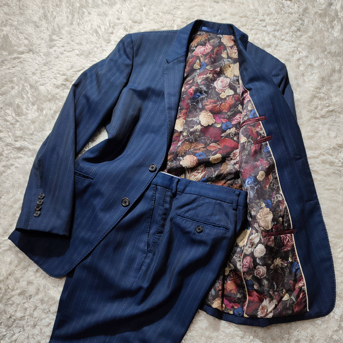 Paul Smith スーツ セットアップ 花柄 ネイビー ストライプ - セットアップ