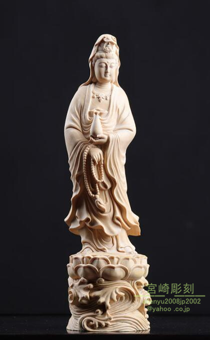観音像　木彫り 彫刻　立像 仏像　仏教美術 B_画像1