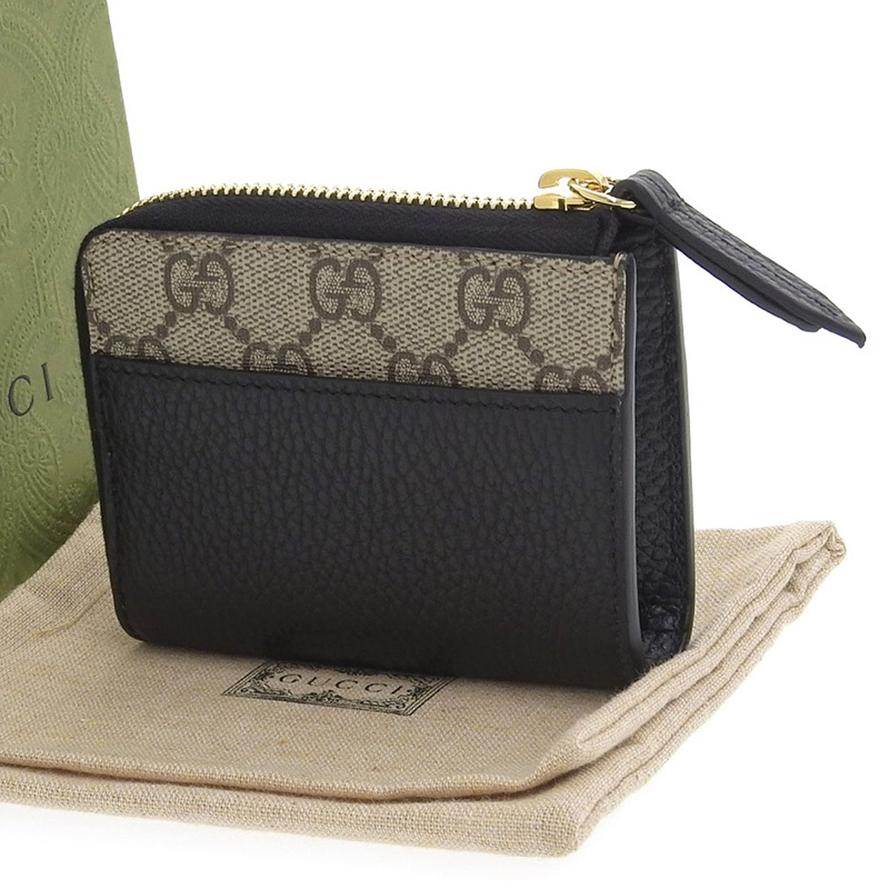 グッチ GUCCI GGマーモント ミニウォレット コンパクト財布 PVC/レザー ブラック/ベージュ ミニウォレット 658609 中古 新入荷 GU0384_画像2