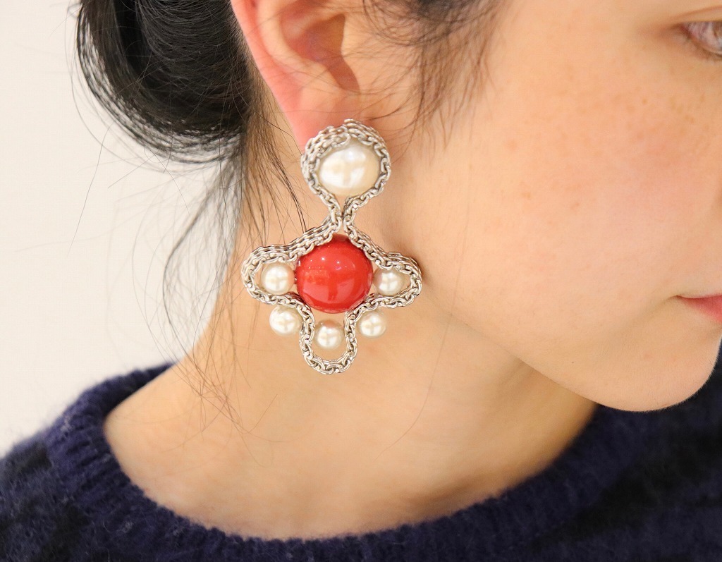 送料無料 定価1.3万 新品 TOGA PULLA Clover earrings シルバー 日本製 トーガ プルラ イヤリング_画像8