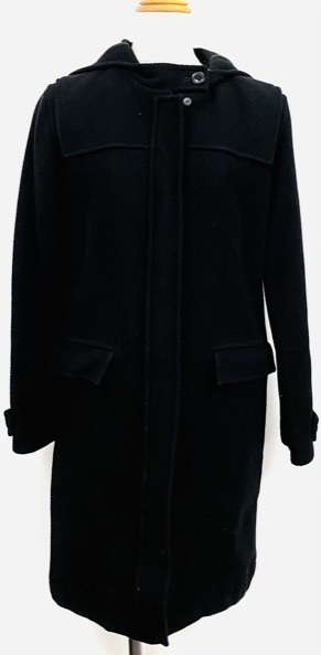 新品同様 ほぼ未使用 極美品 S/M アウター ロングコート ウールコート フード付き ブラック 黒 size38 レディース シンプル 上品 上質 毛の画像1