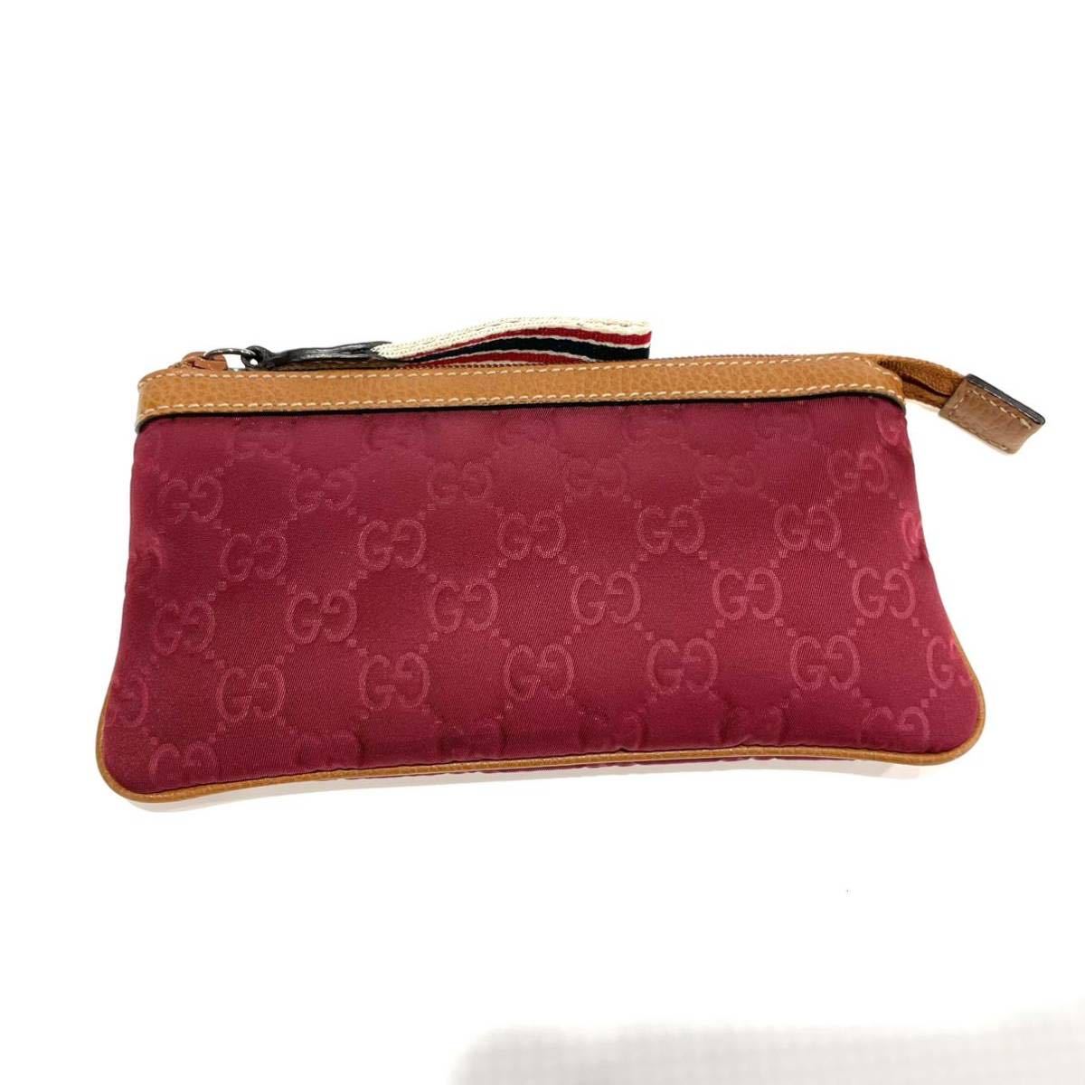 美品 GUCCI グッチ ポーチ 小物ケース 339557 GG柄 ワインレッド 送料無料 2