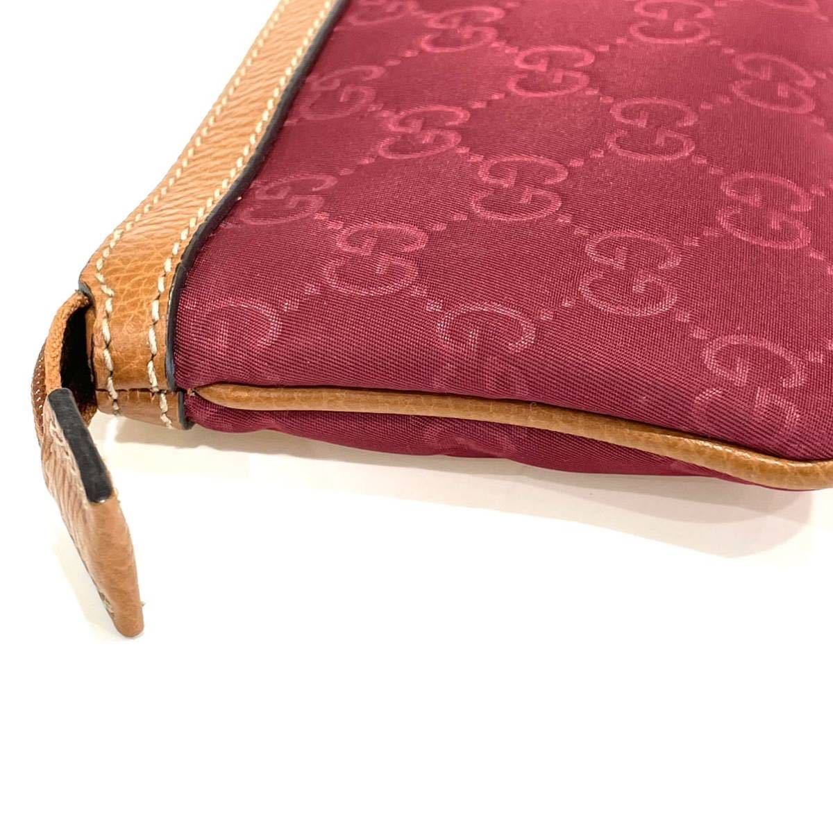 美品 GUCCI グッチ ポーチ 小物ケース 339557 GG柄 ワインレッド 送料無料 6