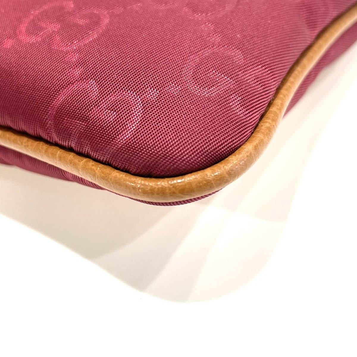 美品 GUCCI グッチ ポーチ 小物ケース 339557 GG柄 ワインレッド 送料無料