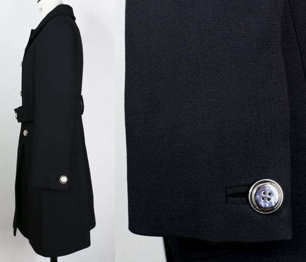 11AW PRADA プラダ メタルボタン ブラック ウール コート 42 black