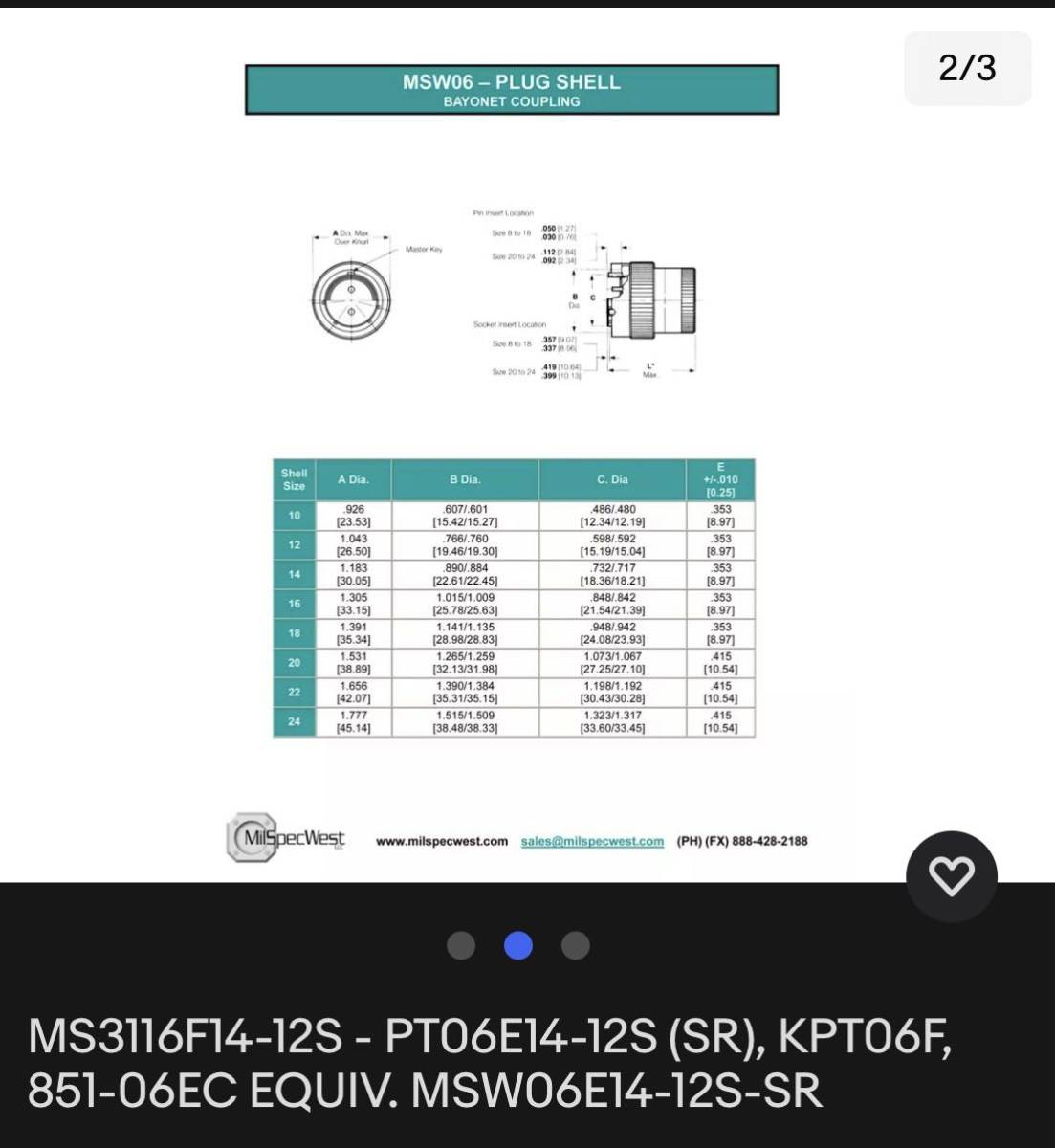 MS3116F14-12S - PT06E14-12S (SR), KPT06F, 851-06EC MSW06E14-12S-SR コネクター未使用_画像2