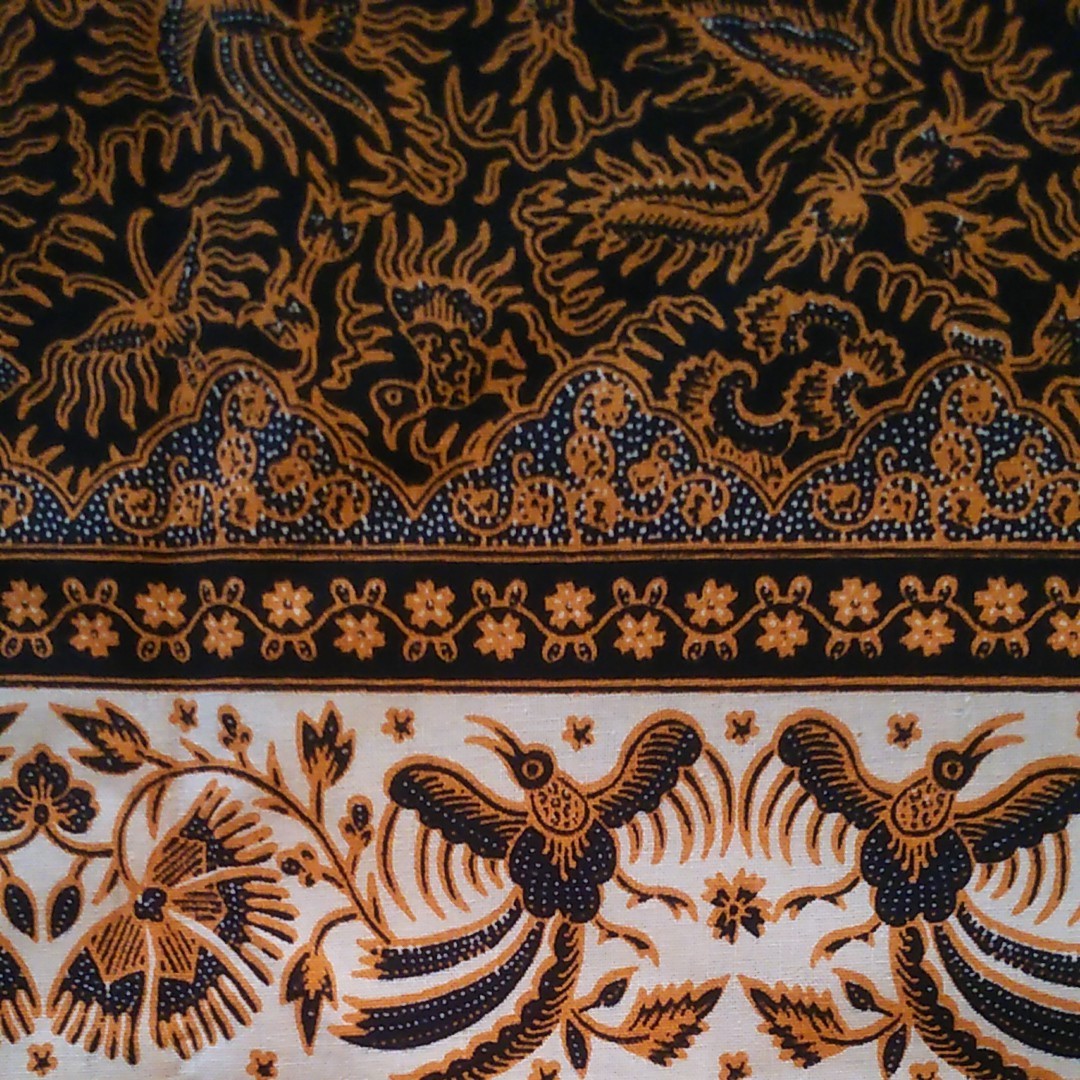 バティック インドネシア テーブルクロス ナプキン セット ハンカチ 布 生地 鳥 茶色