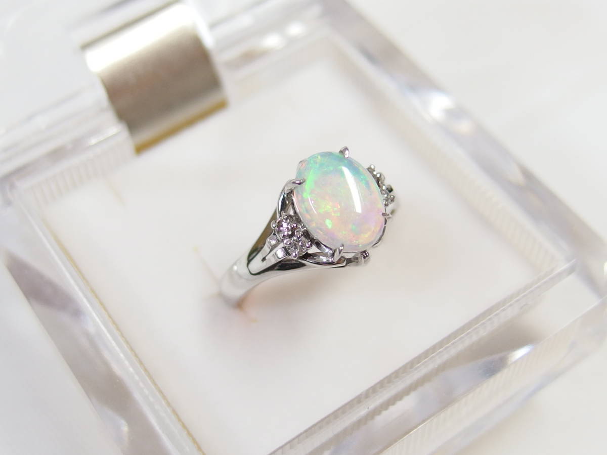 Pt900 オパール0.88ct ダイヤ0.05ct 指輪 11号 /R3950 www.pn