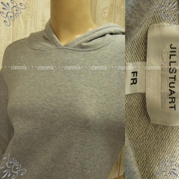  beautiful goods JILL STUART* Jill Stuart * size F ribbon attaching tray na ground knitted One-piece gray color standard practical use dress beautiful Silhouette with a hood 