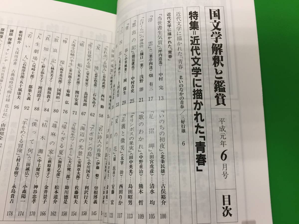 A13-22yo　【特集＝近代文学に描かれた青春 】国文学 解釈と鑑賞/至文堂/1986年6月号/_画像3