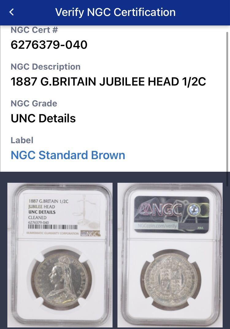 NGC鑑定UNC】1887年 ジュビリーヘッド 1/2 ハーフクラウン銀貨 NGC鑑定UNC】1887年 ジュビリーヘッド 1/2 ハーフクラウン銀貨