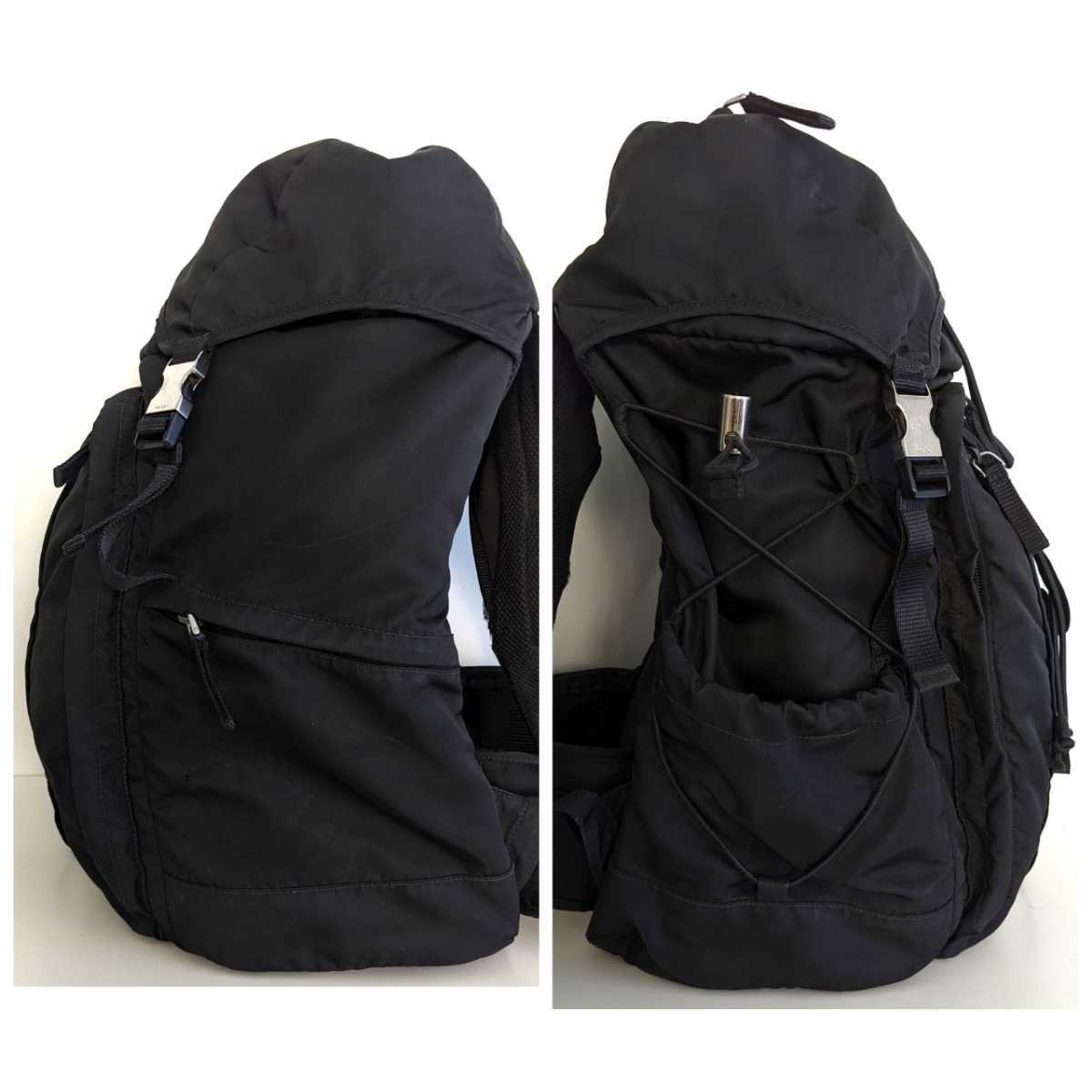 良品 PRADA プラダ 名作☆ VZ0056 ナイロン リュック 大きめ 多機能 マザーズ バッグ 大容量 バックパック 黒 ブラック レディース メンズ