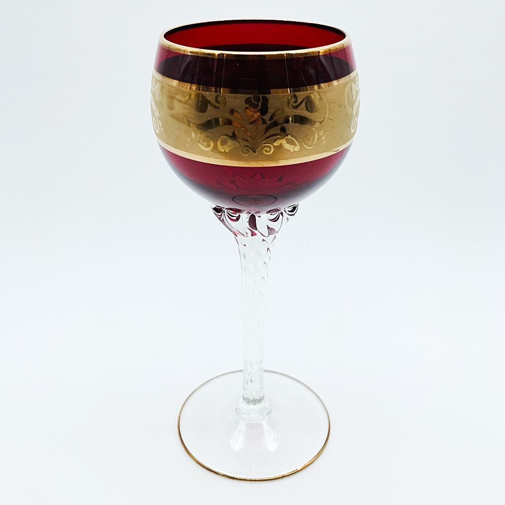 ベネチアングラス ムラノ イタリア ワイングラス セール商品 レッド ゴールド LAGUNA 16.8cm MURANO GLASS 大人気新作 金彩 ヴェネチアガラス VRマーク付 花紋
