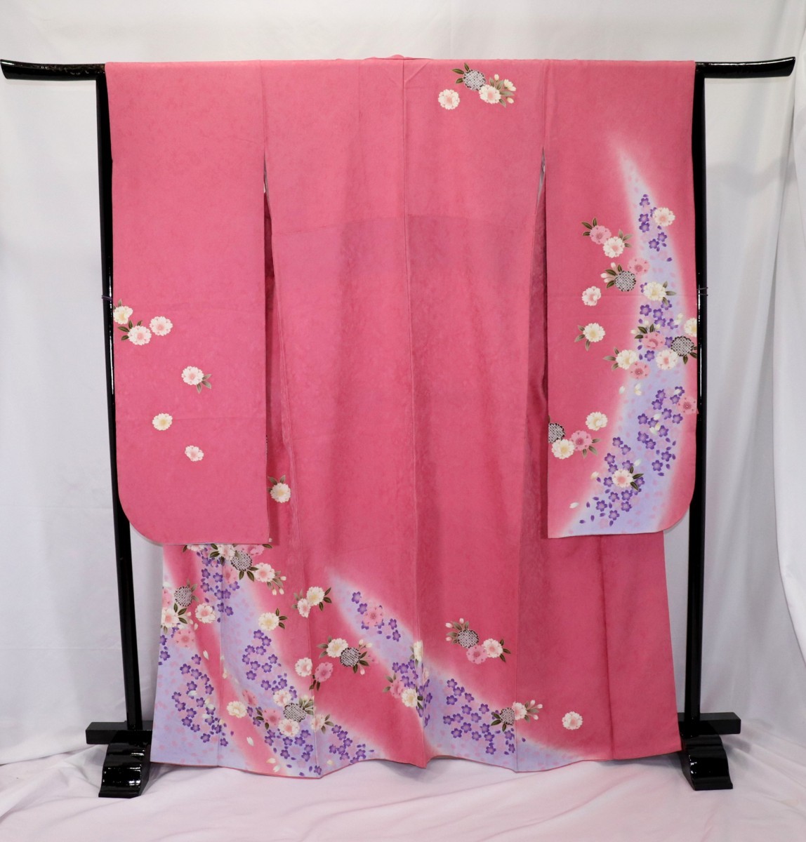 即発送可能】 振袖/美品/正絹/ピンク/桜/八重桜/パールトン加工済/仕立