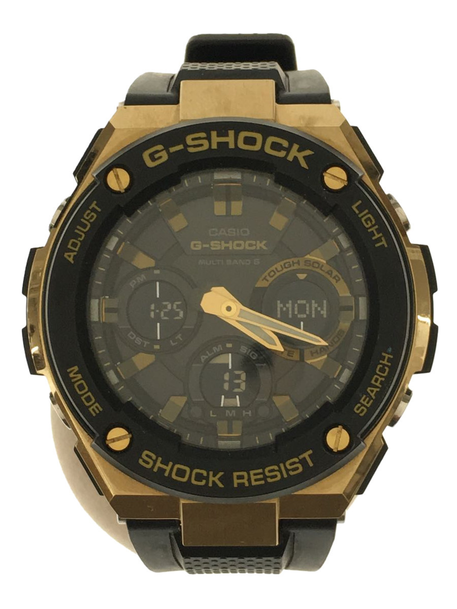CASIO◇ソーラー腕時計・G-SHOCK/デジアナ/ラバー/GLD/箱付/GST-W100G