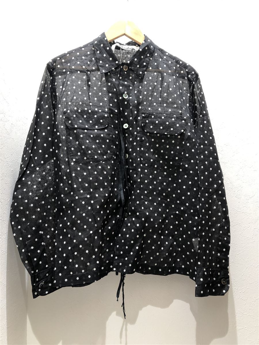 ミドリカワ Midorikawa Cut off Shirt ドット柄 シャツ ブラック