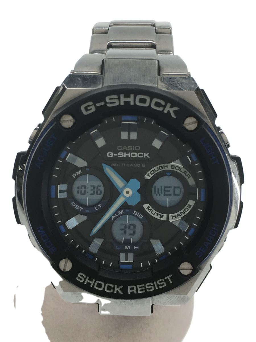CASIO ソーラー腕時計 G-SHOCK/デジアナ/ステンレス/BLU/SLV/5444/GST 
