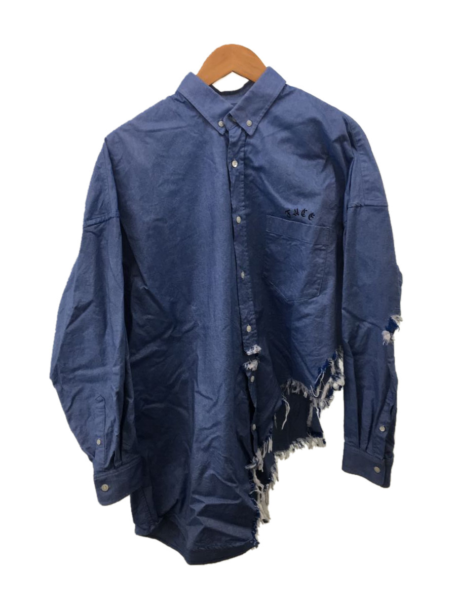FACETASM◇RIPPED SHIRT/長袖シャツ/5/コットン/BLU lram-fgr.ma