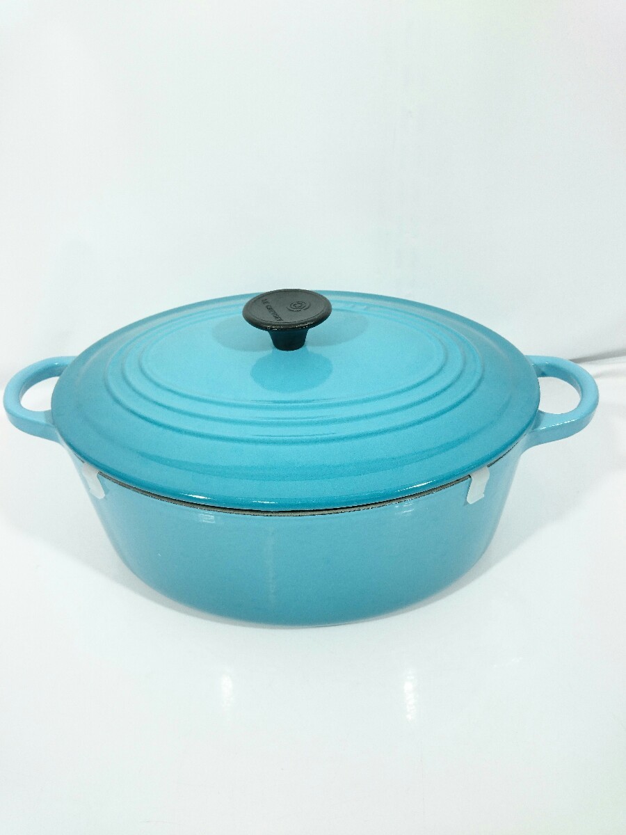 LE CREUSET◇ココットオーバル/両手鍋/ブルー/25CM | www.caravantechs.com