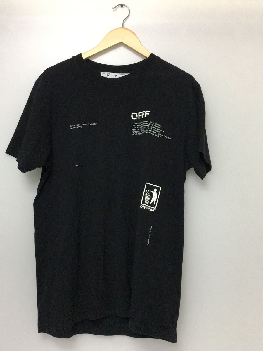 OFF-WHITE◇バックプリントTEE/Tシャツ/M/コットン/BLK