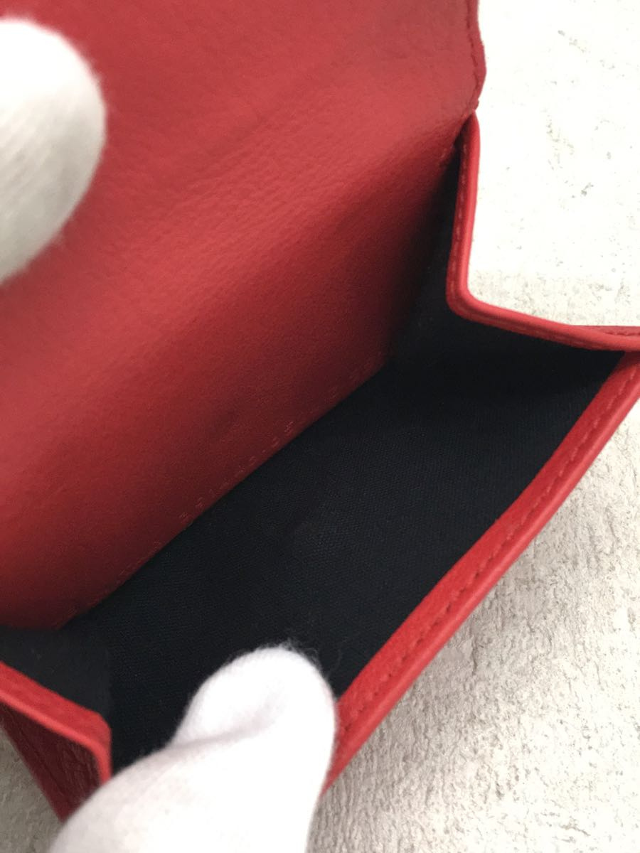 BALENCIAGA◇ペーパーミニウォレット/3つ折り財布/レザー/レッド