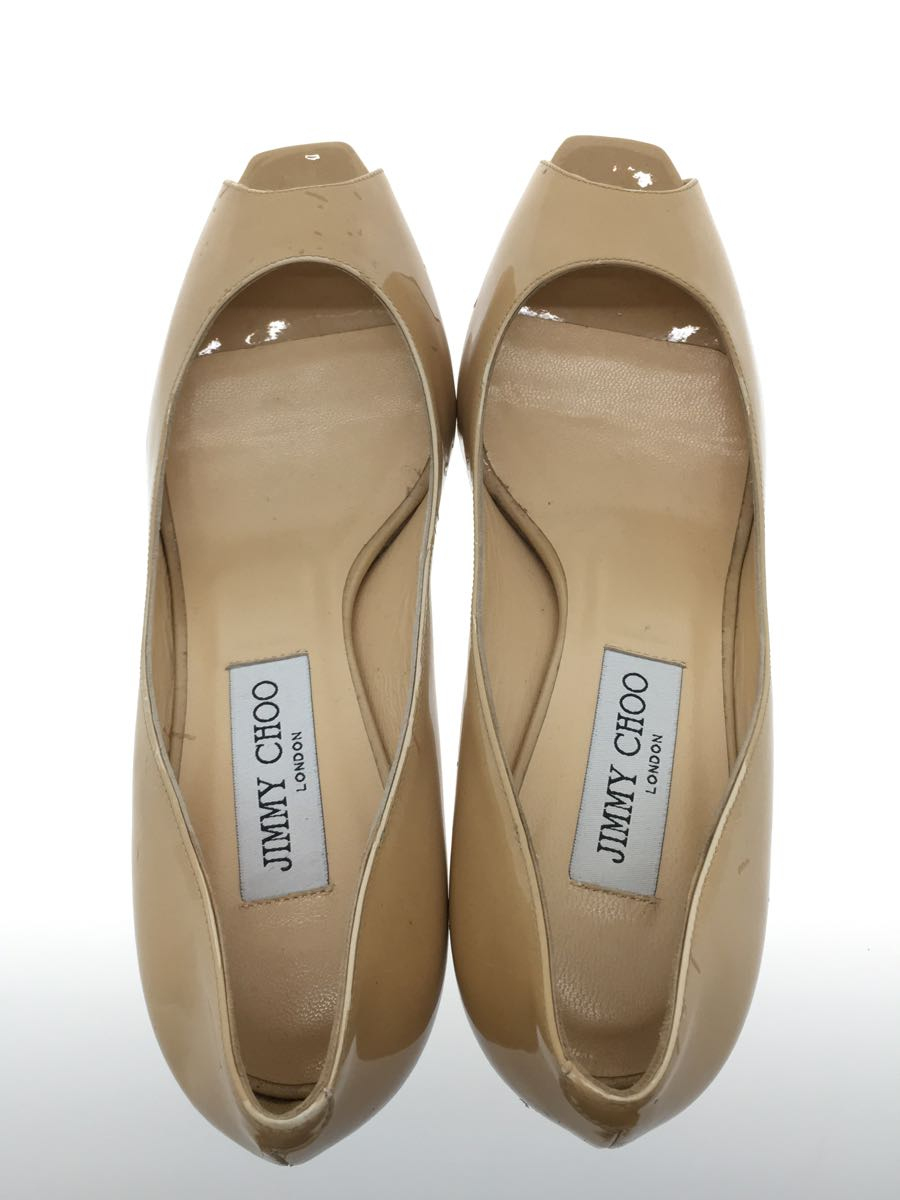 JIMMY CHOO◇パンプス/37/23.5cm/ベージュ/エナメル/オープントゥ