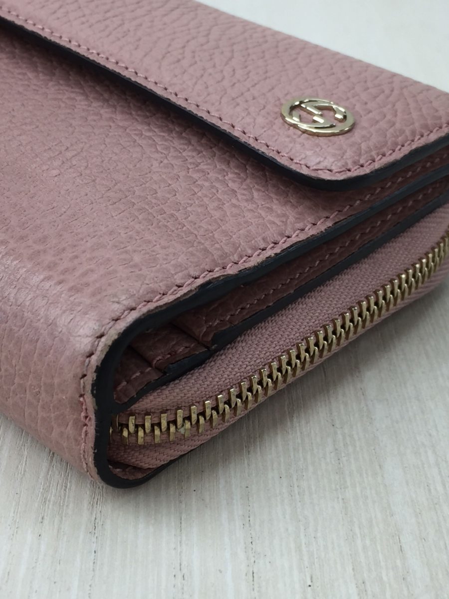 GUCCI◇449397/長財布/レザー/ピンク/インターロッキング/G/ラウンド