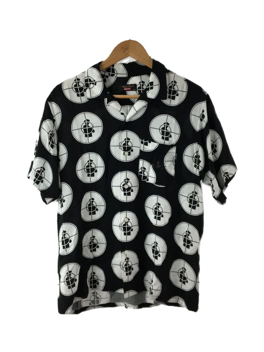 Supreme◇18SS/Public Enemy Rayon Shirt/半袖シャツ/S/レーヨン/BLK