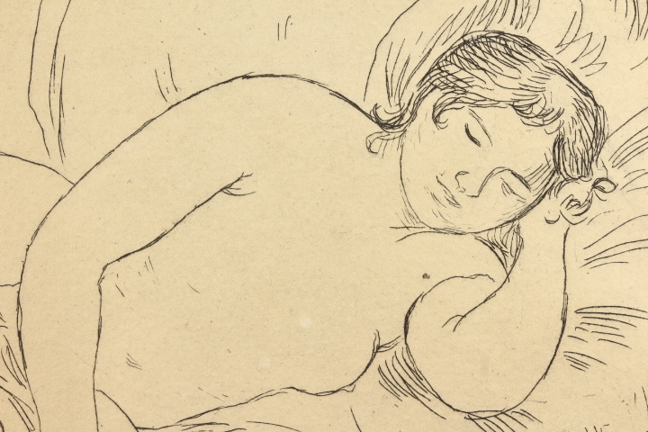 真作保証 ルノワール 版画 横たわる裸婦 1923年制作 絵画 銅版画 エッチング 額装 _画像3