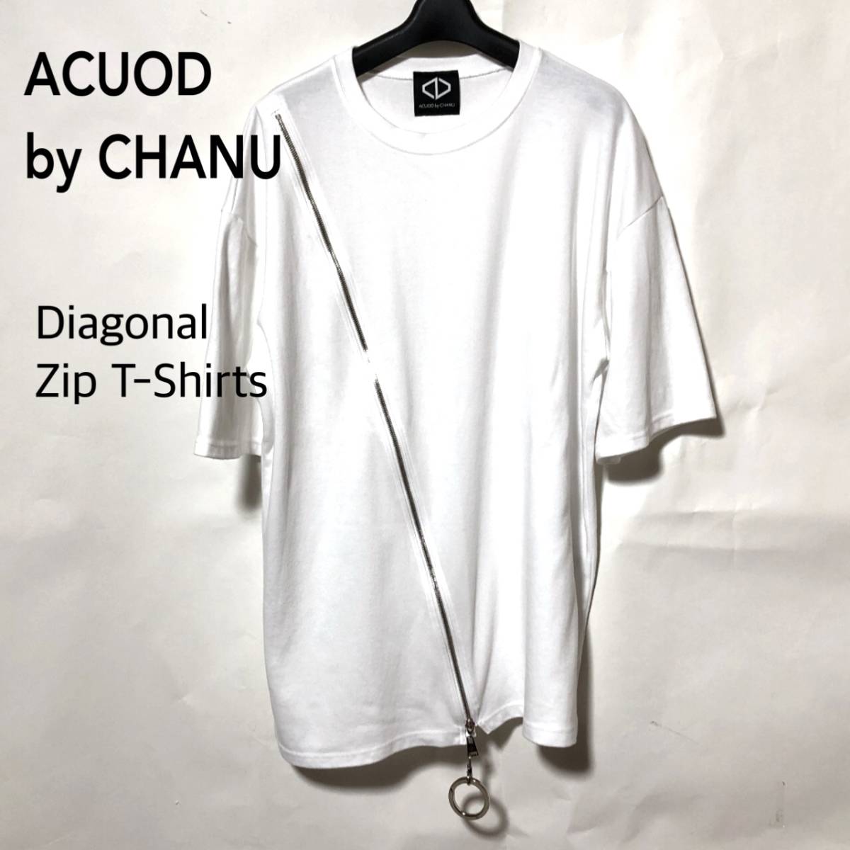 ACUOD by CHANU ジップ オーバーサイズ Tシャツ/アクオドバイチャヌ Diagonal Zip T Shirts/FREE