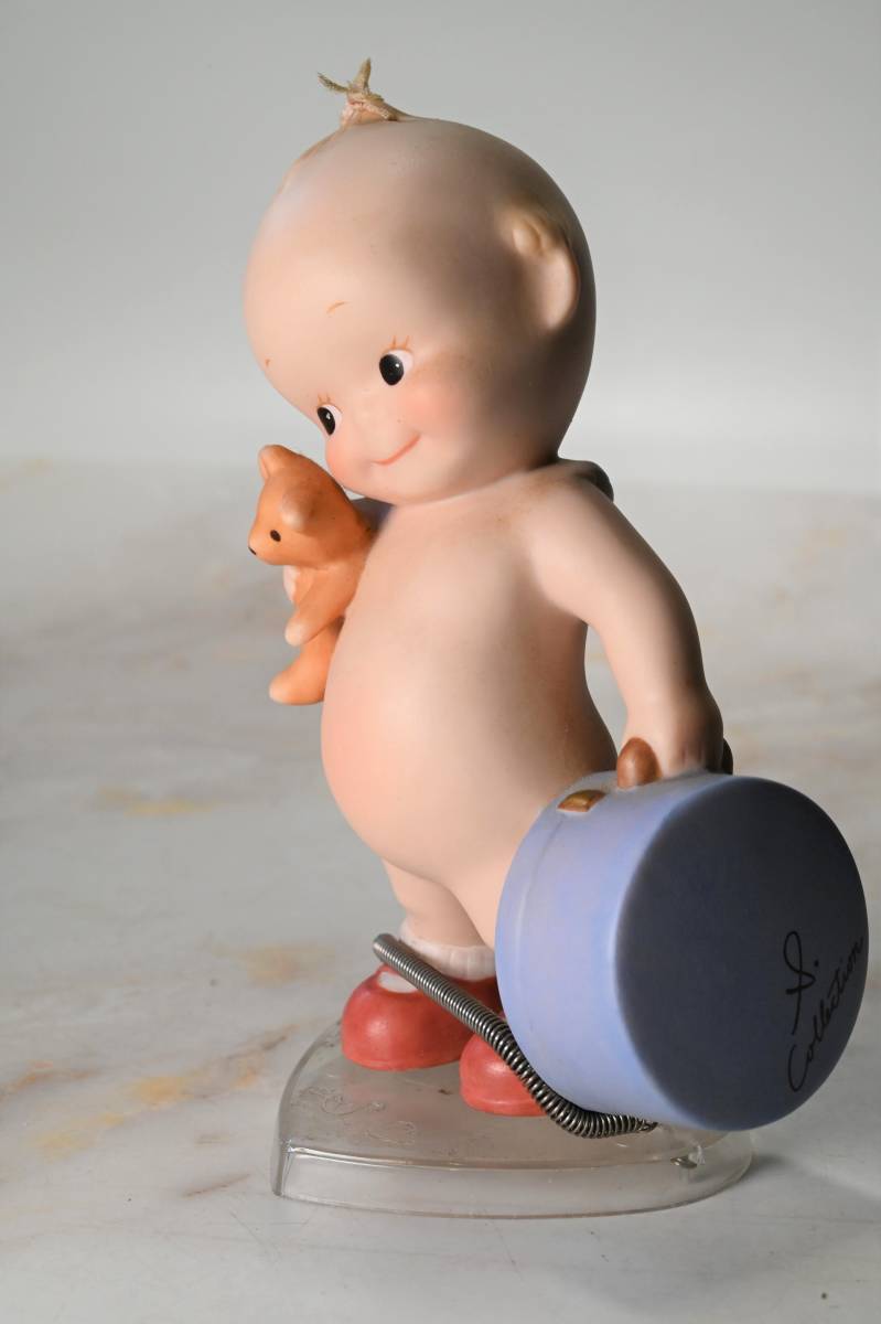 SEKIGUCHI/セキグチ キューピー人形② 陶器製 ビスクキューピー テディベアとケース インテリア雑貨/ビスクドール