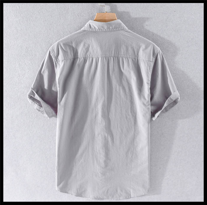 【在庫処理】半袖シャツ メンズシャツ カジュアルシャツ コットン100％ シャツ 無地 夏 トップス FK-2483 水色 XXL_画像4