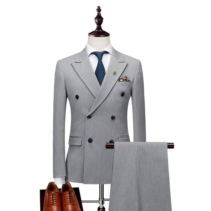 [ stock processing ] 3 piece suit set men's double breast tailored jacket slacks the best FK-2023 gray L