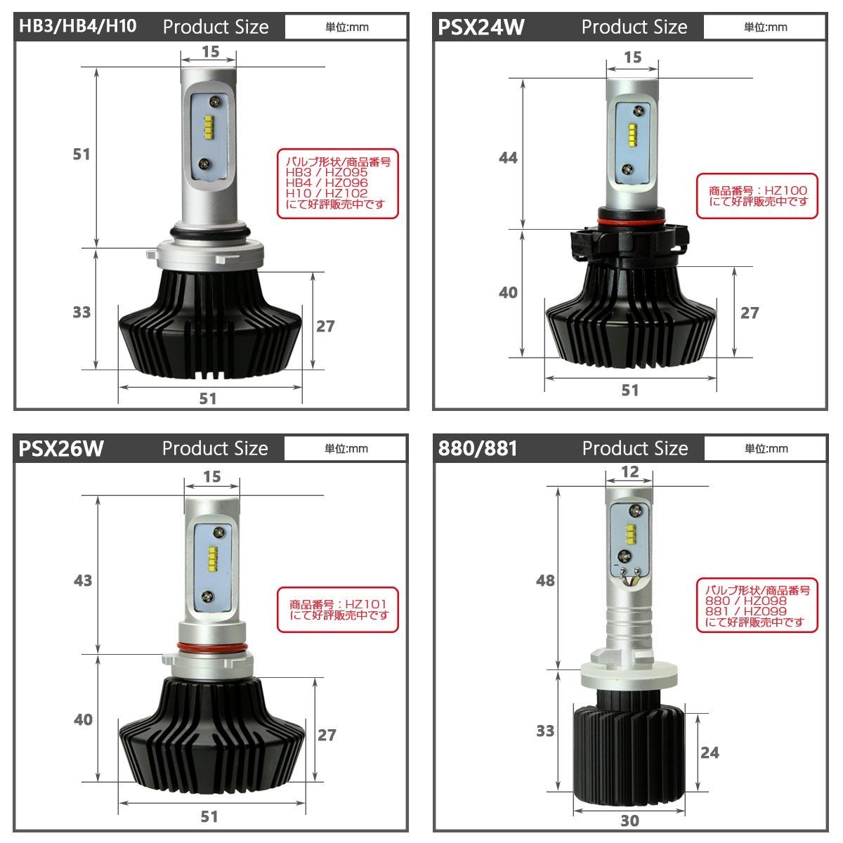 LED ヘッドライト H7 ヘッドランプ バルブ 車検対応 バーナー 6500K 12V 24V対応 HZ093_画像7