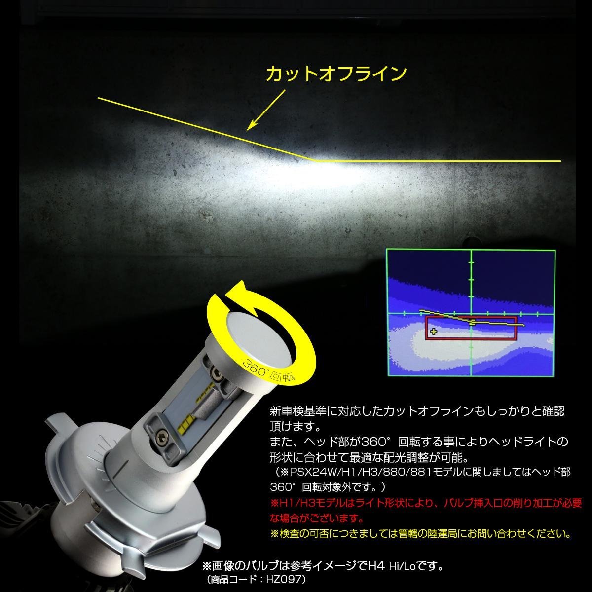 LED ヘッドライト 881 ヘッドランプ バルブ 車検対応 バーナー 6500K 12V 24V対応 HZ099_画像3