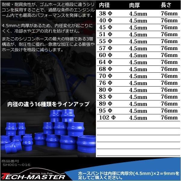 68Φ 内径 68mm クッション 汎用 シリコンホース 高強度 3層 ブルー SH009_画像2