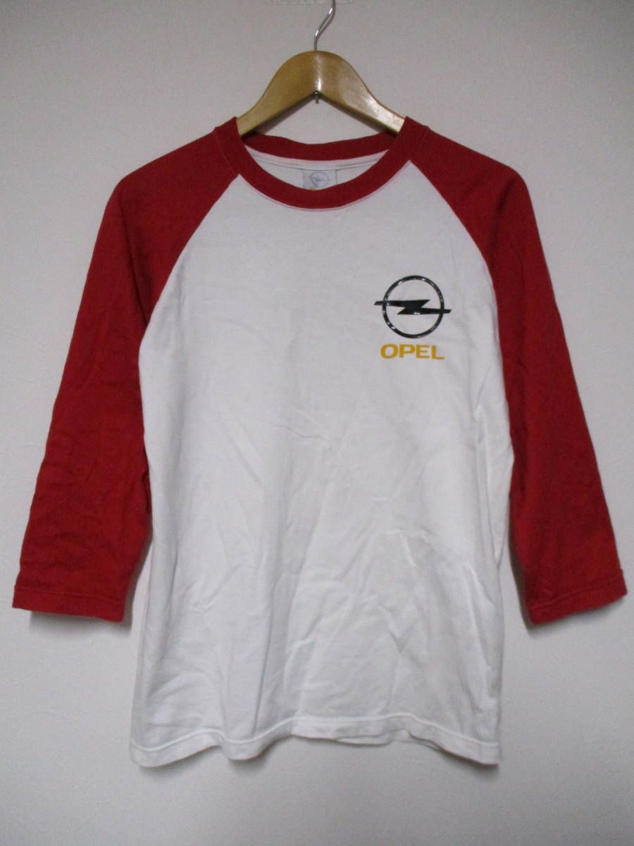 OPEL オペル ビッグロゴ ラグラン 七分袖Tシャツ 白赤 Lサイズ_画像1