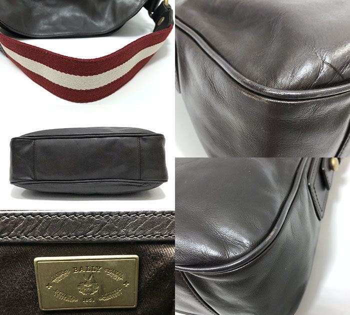 V[BALLY] Bally кожа one сумка на плечо Brown кожа чай сумка RA5954