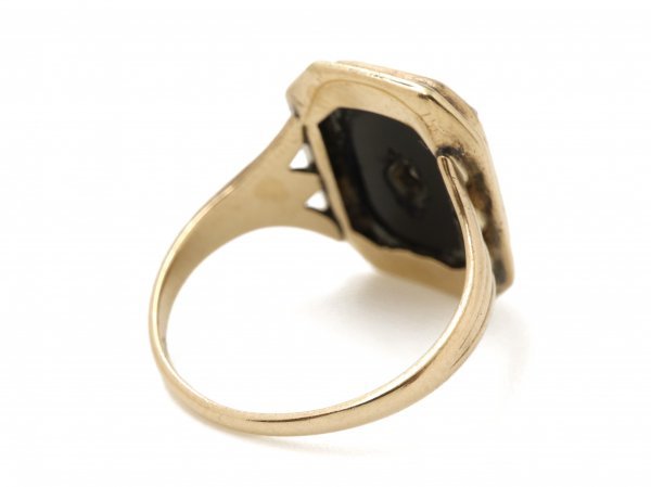 40s50s ビンテージ BARRASSO & BLASI 10K ゴールド クローバー ブラック オニキス リング シャムロック 米国製 幸運 10金 無垢 指輪