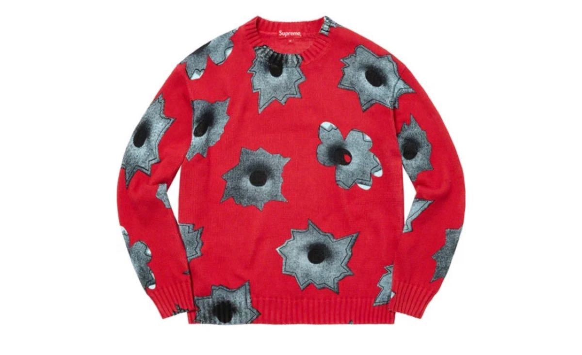 Mサイズ】Nate Lowman Sweater Red ネイトローマン Bullet Holes