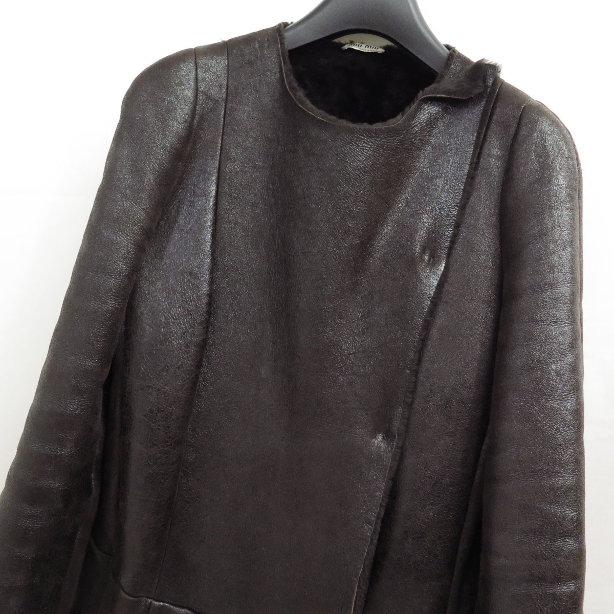 miumiu Sheep Fur Mouton Collarless Coat Prada ミュウミュウ シープ