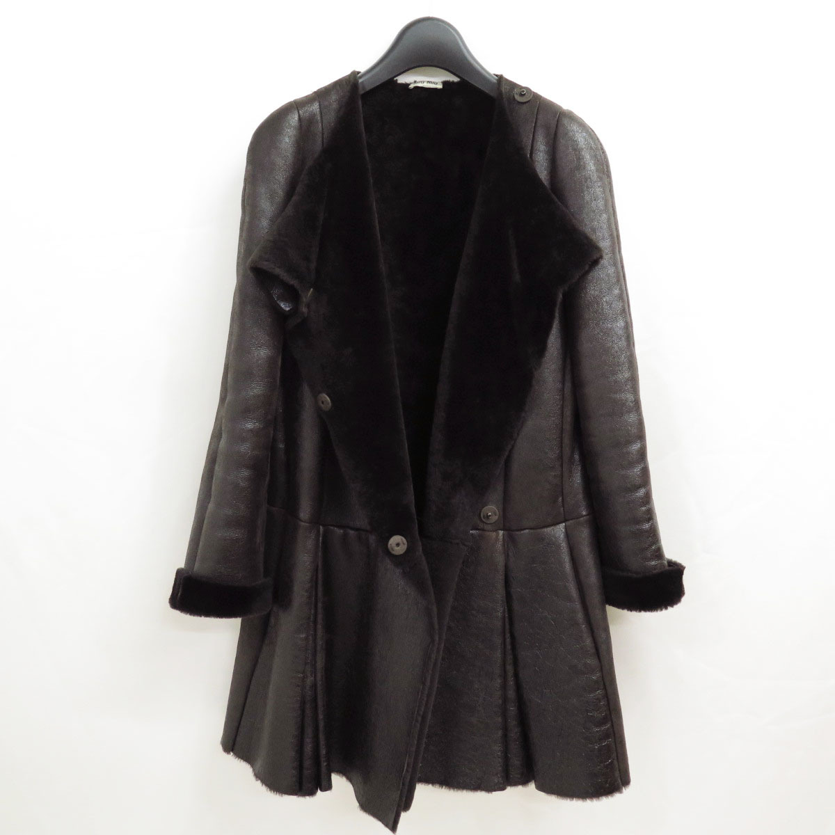 miumiu Sheep Fur Mouton Collarless Coat Prada ミュウミュウ シープ