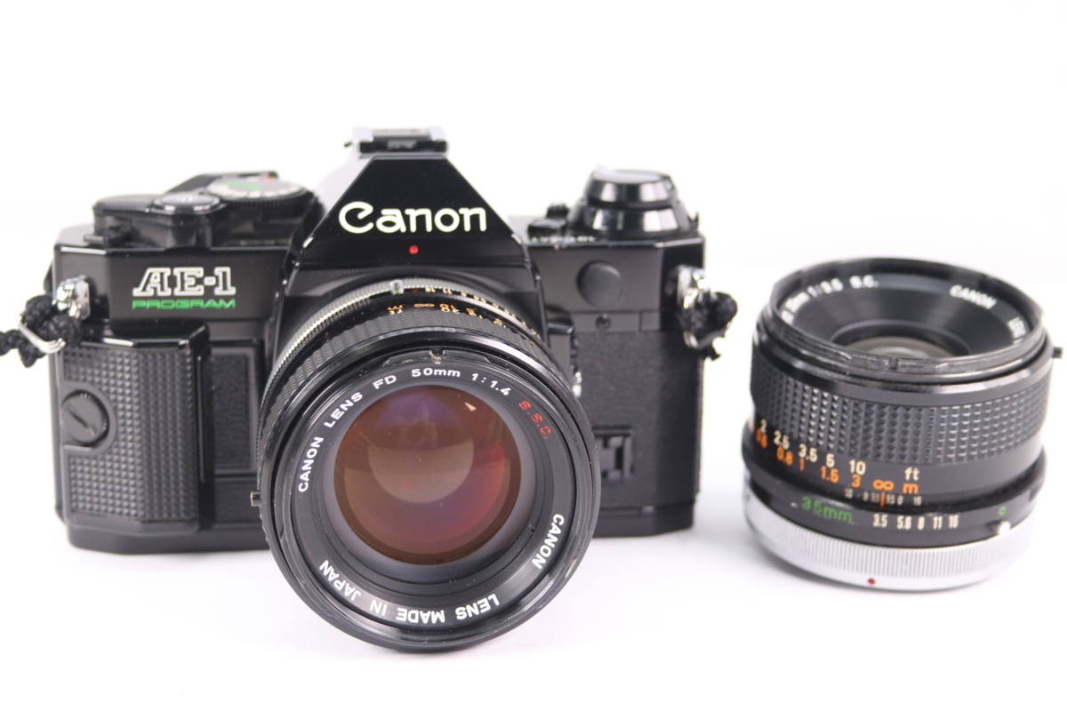 カメラ フィルムカメラ CANON キャノン AE-1 PROGRAM CANON LENS FD 35mm F3.5 S.C. FD 50mm 