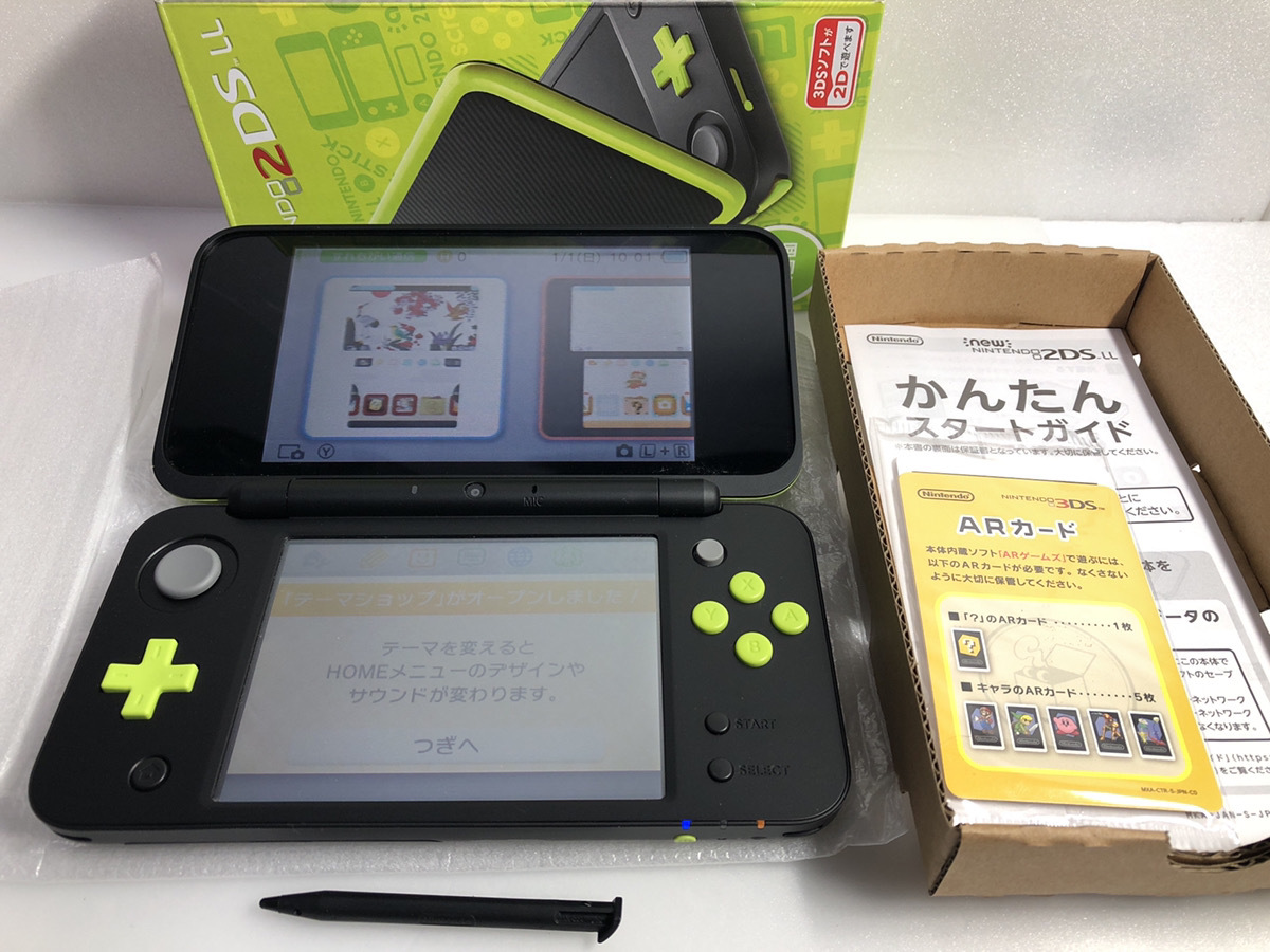 超美品/1円～】newニンテンドー2DS LL 本体☆ブラック×ライム☆売切り