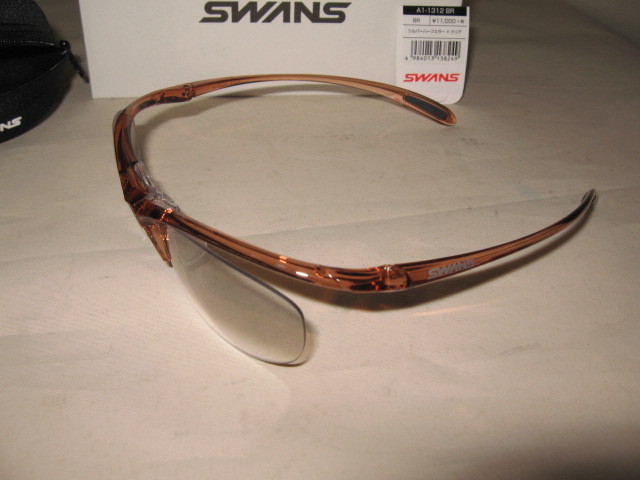 SWANSスワンズ公式 A1-1312 BR 軽量フレームクリアブラウン　レンズカラーシルバーハーフミラー×クリア_画像2