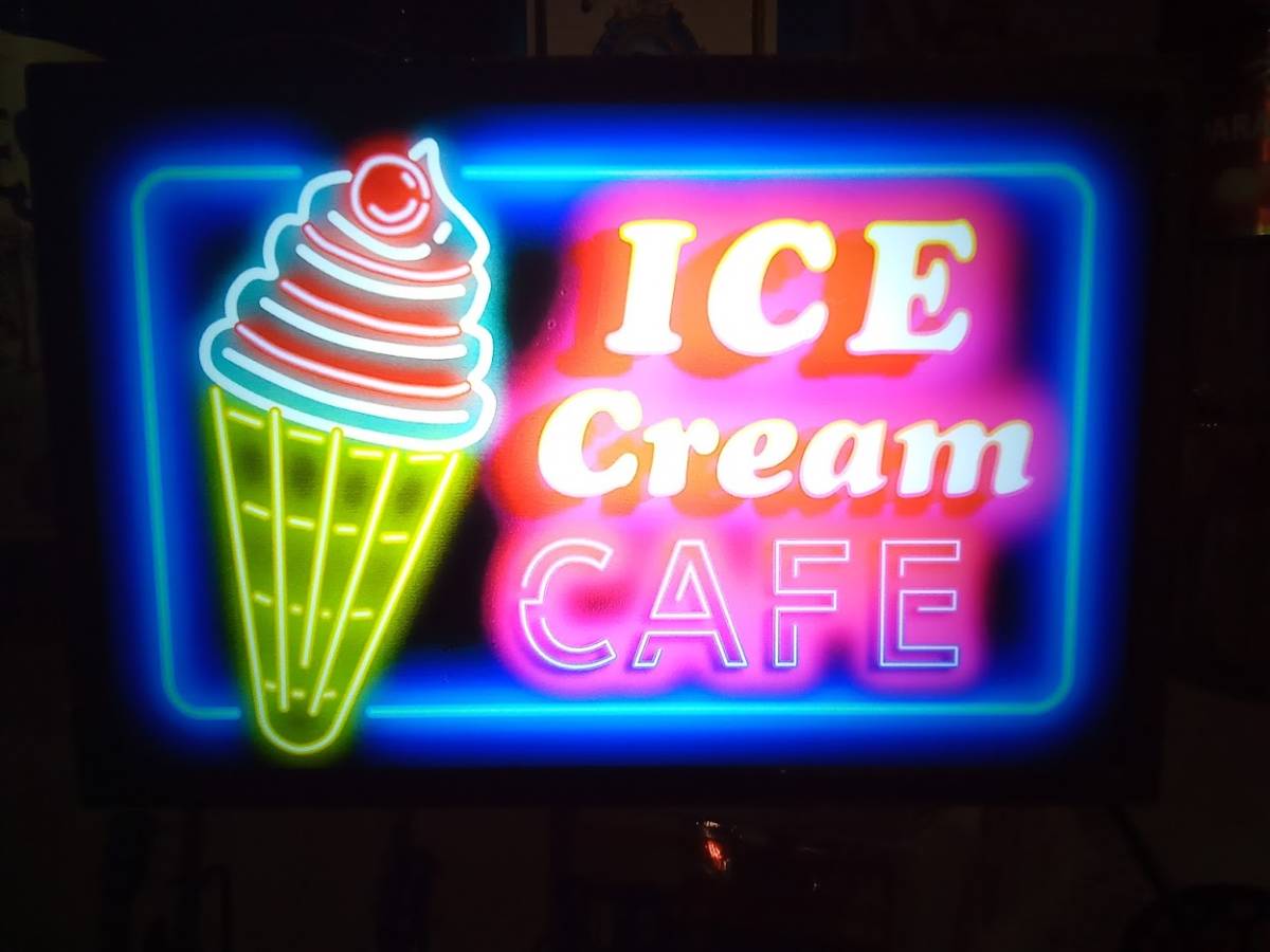 アイスクリーム ソフトクリーム アイスキャンディー アメリカン カフェ 看板 玩具 置物 雑貨 LEDライトBOXミニ_画像5