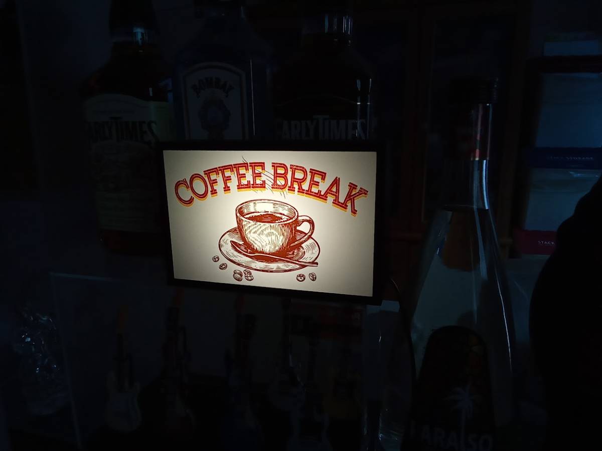 コーヒーブレイク コーヒー カフェ 喫茶店 お家カフェ アメリカンレトロ ミニチュア 照明 看板 置物 雑貨 LEDライトBOX 電飾看板 電光看板_画像5