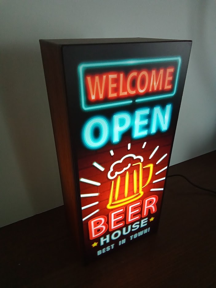 [M size ]BEER american retro beer snack pab home .. sake Cafe bar signboard ornament american miscellaneous goods light BOX illumination signboard lightning signboard 