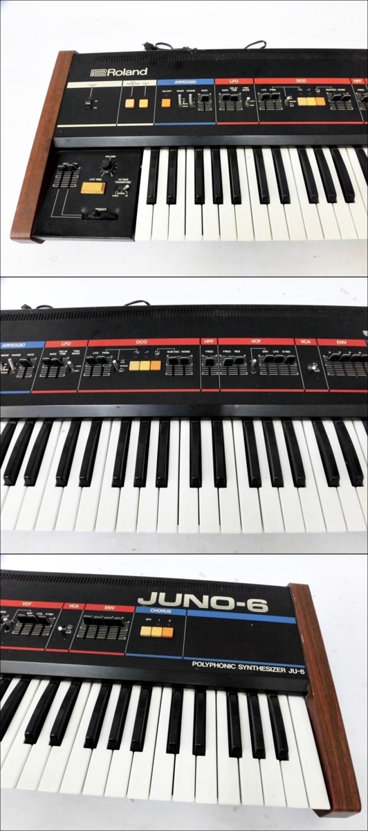 17 45-478363-26 [S] 【音出し可】Roland ローランド JUNO-6 JU-6 Polyphonic Synthesizer シンセサイザー 鍵盤楽器 当時物 鹿45_画像4