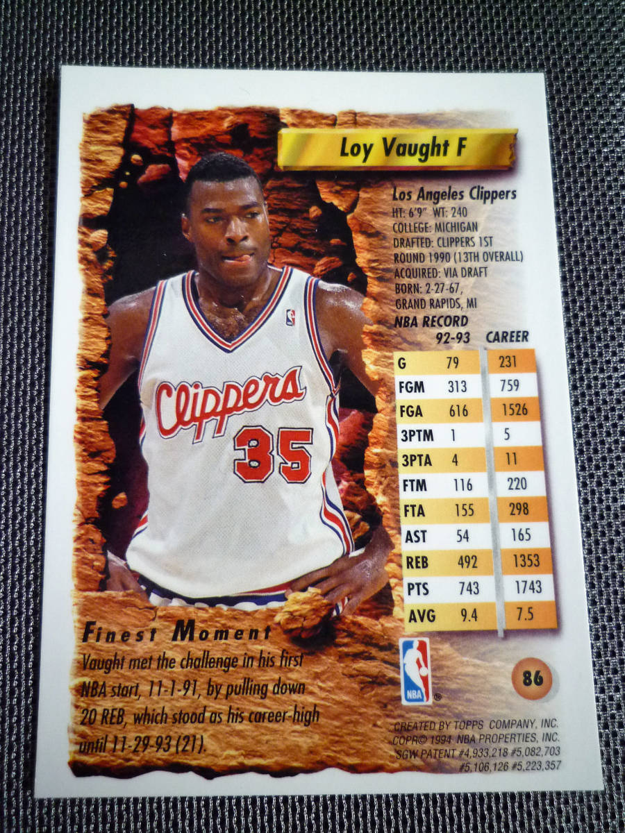 93-94 Topps FINEST #86 REFRACTOR【Loy Vaught】_画像2